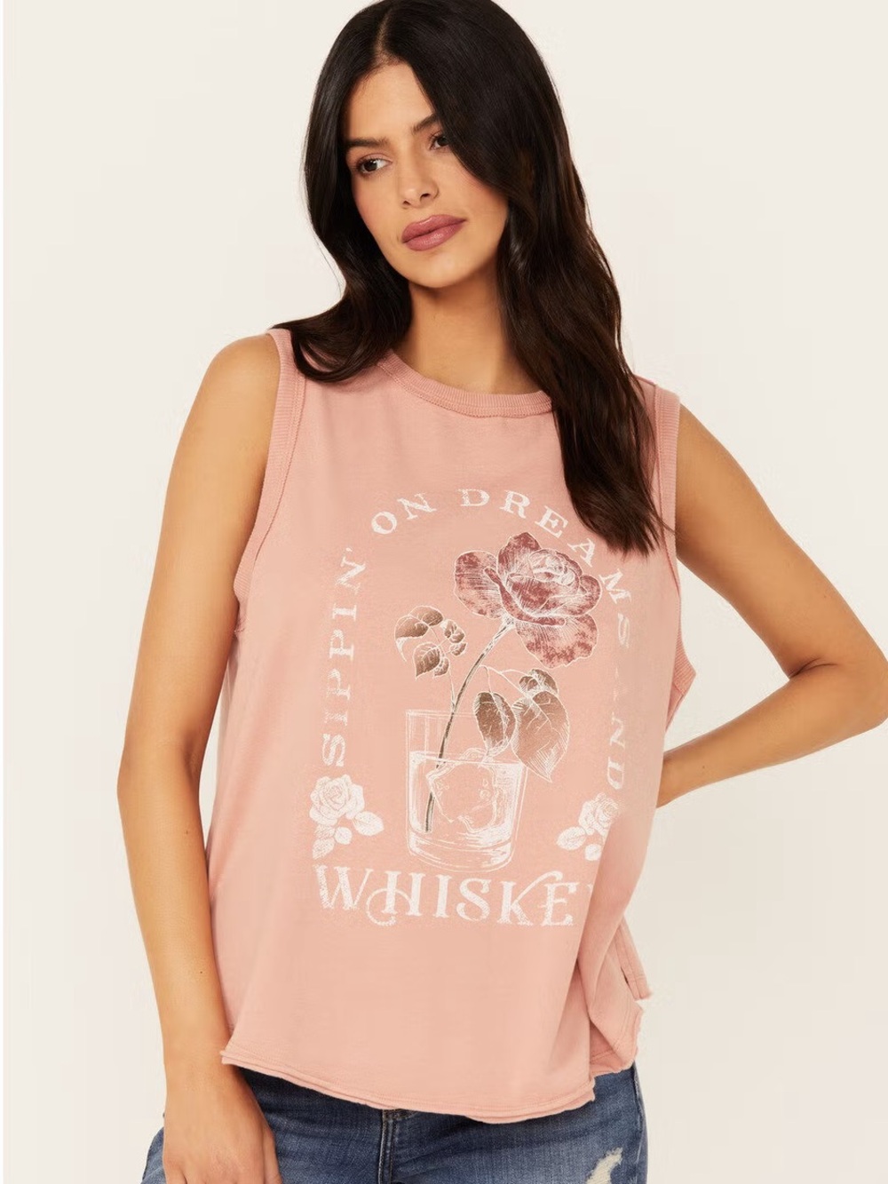 CLEO + WOLF‎ WOMEN'S BRIANNA HIGH LOW WHISKEY GRAPHIC TANK